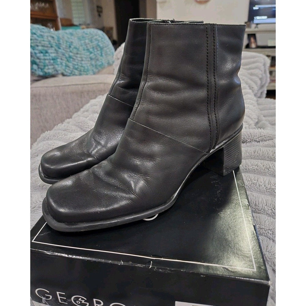 GEORGE Black LUX Block Heel Boots 10 US Women's.  EUC!!‎